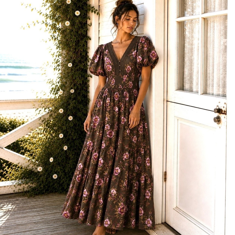 Anthropologie Meadow Rhode 1X Maxi Dress Cottagecore Romantic Boho Chic Coquette